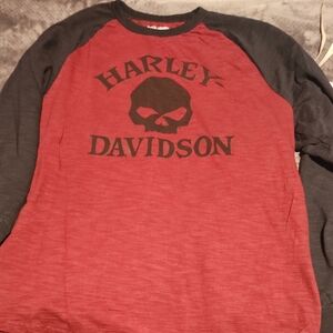 Harley-Davidson Red and Black Skull Men Or Womens Shirt